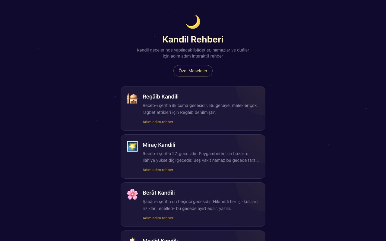 kandilrehberi.com ekran görüntüsü